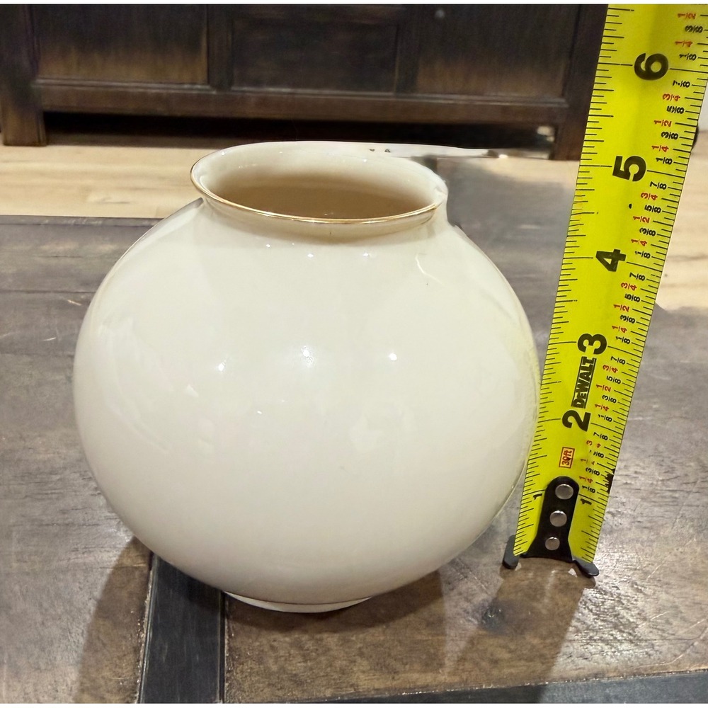 Lenox Ivory Fine China Round Bud Vase Gold Trim Made in USA Special Edition